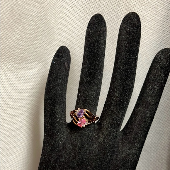 Beautiful Rose Gold Plated 2 Stone Ring - Picture 7 of 9